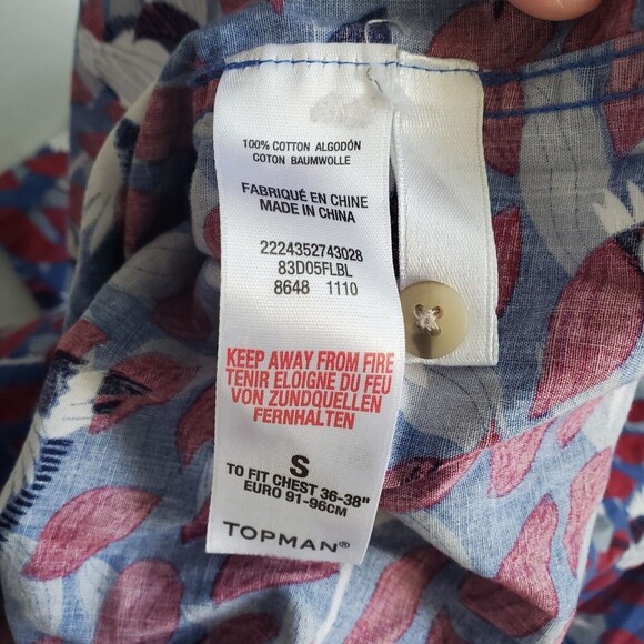 Topman Shirt Cranes All Over Graphic Colorful Button Up Shirt Men's Small - Picture 9 of 12